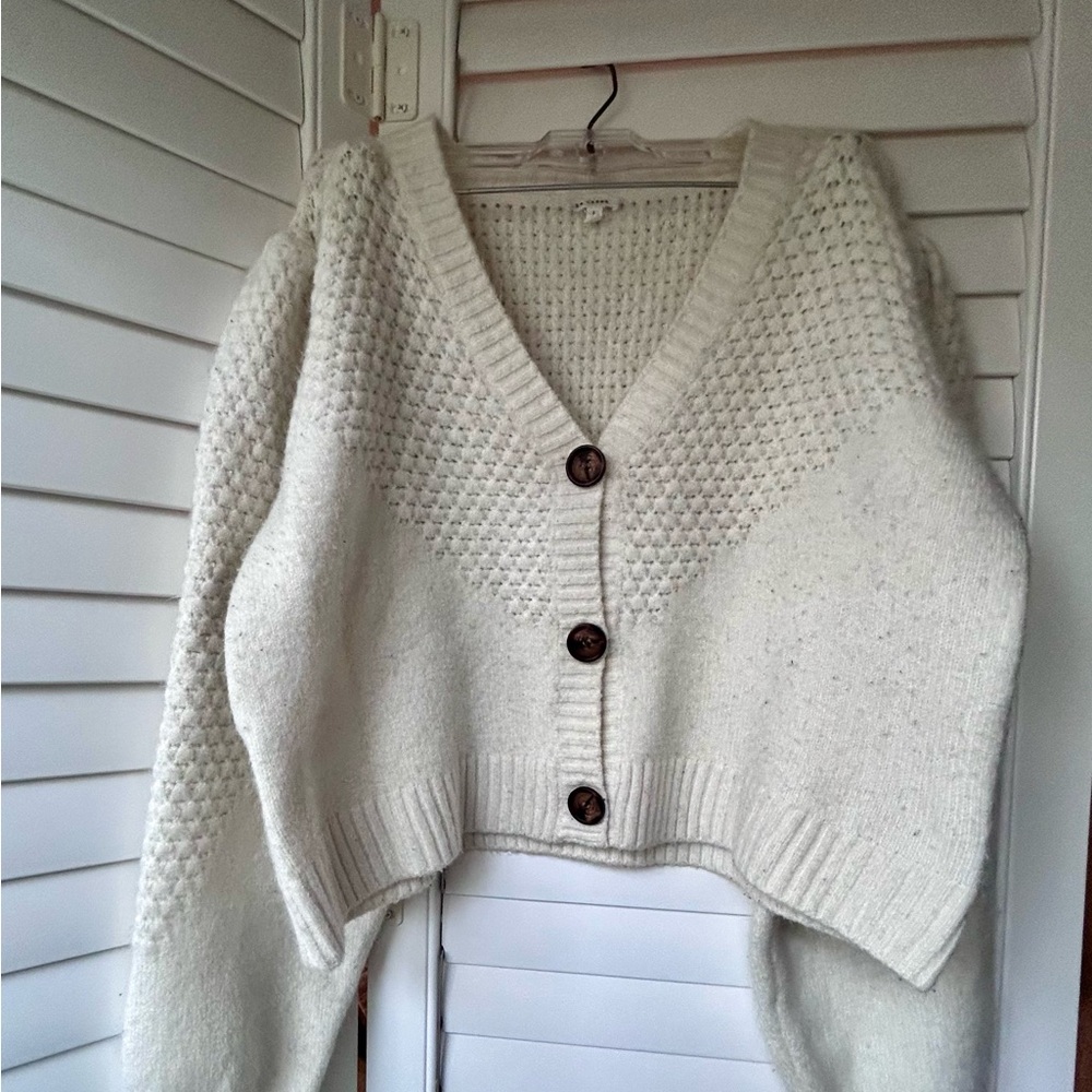 Boutique Cozy White Cardigan Sweater - Picture 4 of 4
